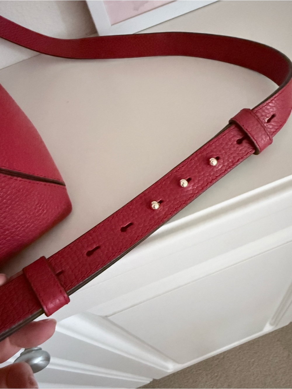 Aspinal of London Red Pebble Leather Midi Tote - Picture 9 of 13